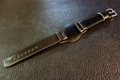 ◆台座付VINTAGE BELT◆高品質国産アニリン染めオイルコードバン カスタムオーダー(ラグ幅/台座サイズ/バックルカラー) アニリン染めBLACK 受注生産(納期10日前後) 腕時計ベルト