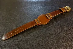 ◆台座付VINTAGE BELT◆最高品質国産アニリン染めオイルコードバン コニャックブラウン Custom Order(台座SIZE/BUCKLE COLOR) 日本製 受注生産(納期10日前後)
