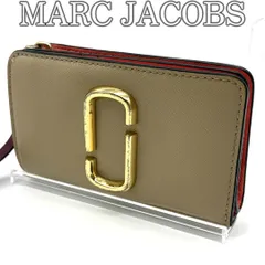 マークジェイコブス MARC JACOBS 2つ折り財布 L字ファスナー PVC ベージュ ピンク バイカラー ゴールドロゴ コンパクトウォレット ストラップ付き ミニ財布 レディース