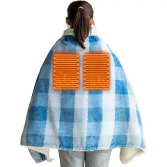 電気毛布 ブランケット USBブランケット 電気ひざ掛け 80*130cm 電気 毛布 あったか 冷え症 足元 寒さ対策 春秋 車 オフィス キャンプ ホット ヒーター おしゃれ 暖房器具 3段階温度調節 USB給電 プレセット 父親 母親 両親 (ブルー 0