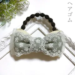 韓国 リボン ヘアゴム グリーン 大人 レース ヘアアクセサリー ヘア 上品 まとめ髪   ギフト プチギフト 華やか コーデ 発表会 プレゼント 贈り物 定番