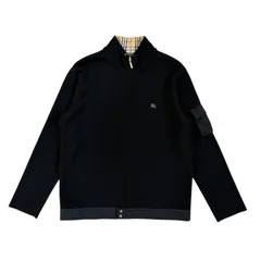BURBERRY BLACK LABEL / バーバリーブラックレーベル ドライバーズニット ブラック ロゴ刺繍 SIZE3(ML相当) 三陽商会 美品