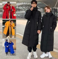 メンズ ダウンコート フード付き 中綿コート 韓国風 レディース ロングジャケット 女性用 中綿ジャケット ロング丈 アウター あったか ダウ