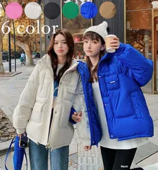 中綿ジャケット ダウンコート 韓国風 レディース 中綿コート 学生 シンプル フード付き ダウンジャケット 上品 ショット丈 秋冬 厚手 コー