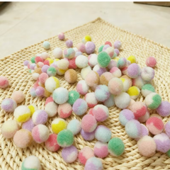 No.128【ミックスカラー】ふわふわ ポンポン ボール（小サイズ）/ 手芸・DIY・飾り付けパーツ