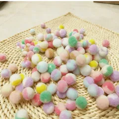 No.128【ミックスカラー】ふわふわ ポンポン ボール（小サイズ）/ 手芸・DIY・飾り付けパーツ