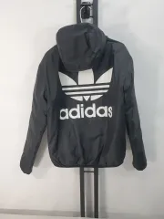 アディダス 軽量 ダウン BIGトレフォイル リバーシブル 両面 ダウン ジャケット ブラック xs