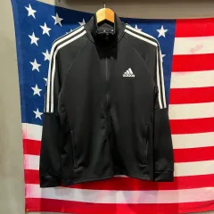 adidas ブラック 3本線トラックジャージ