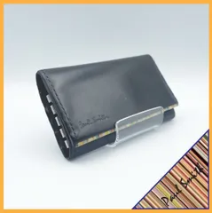 ✱Paul Smith（ポールスミス）✱ キーケース 4連 ブラック 黒 レザー 本革 マルチストライプ 鍵入れ スマートキー メンズ ビジネス フォーマル カジュアル シンプル お洒落 ブランド 高級感 定番 人気 プレゼント ギフト 未使用に近い