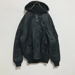 【ロゴ刺繍】ALPHA INDUSTRIES アルファインダストリーズ　MA-1 ナイロンジャケット　ブルゾン　黒　L