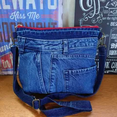 11★USEDダメージデニムリメイク★ショルダーバッグ★リメイクデニム★ジーンズリメイク★