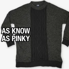 アズノゥアズ ケーブル編み ニット セーター M チャコールグレー オーバーサイズ ドロップショルダー 古着 レディース