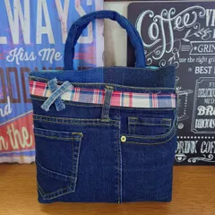 12★USEDダークデニムリメイク★トートバッグ★ジーンズリメイク★ジーパンリメイク★