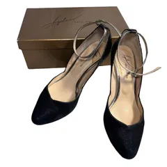 B076 VIVA ANGELINA ビバ アンジェリーナ パンプス アンクルストラップ スエード ブラック ハイヒール レディース 24.5