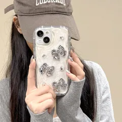 【新品未使用】iPhoneケース スマホケース リボンデザイン ホワイト 韓国 キラキラ かわいい おしゃれ 輸入品