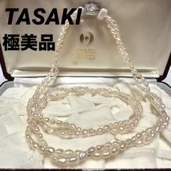 極美品　タサキ　TASAKI　田崎　田崎真珠　ネックレス　淡水パール2連　ケシパール　ホワイト　ピンク　全長約65cm　SV　パール　シルバー