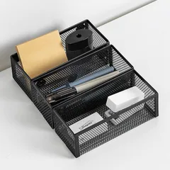 マグネット式 メッシュ収納バスケット（ブラック）14.8×6.5×5.4cm