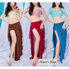 \キラキラ映える／ベリーダンス　レッスン着セットアップ　練習着　衣装　ウェア　トップス　ヒップスカーフ　未使用　ラテンダンス　ウェアセット　上下セット　セットアップ 　レッド　赤