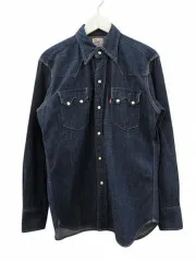 リーバイス Levi's 90s デニムウエスタンシャツ バレンシア工場 ショートホーン ビッグE 復刻 USA製 ブルー M