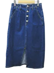 セシルマクビー CECIL McBEE ロング丈 デニム タイトスカート M 青系 ブルー 無地 スリット ストレッチ