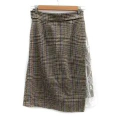 トランテアン ソン ドゥ モード 31 Sons de mode フレアスカート ミモレ丈 グレンチェック柄 切替 レース 38 マルチカラー ベージュ ブラウン 茶 /SM25