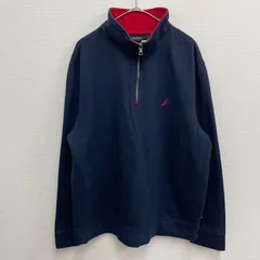 NAUTICA ハーフジップ 裏起毛 ネイビー ビッグサイズ 刺繍ロゴ ワンポイント【メンズXL】