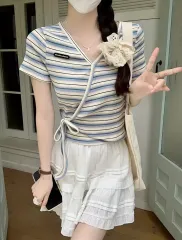 ストライプ ラブ リー クロップド Tシャツ