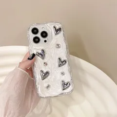 【新品未使用】iPhoneケース ハートデザイン ホワイト スマホケース 韓国 かわいい おしゃれ キラキラ 輸入品