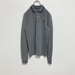 【ロゴ刺繍】FRED PERRY フレッドペリー　長袖ポロシャツ　ダークグレー　XS