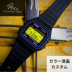 🌟新品未使用🌟 CASIO チプカシ F-91W-1JH　『イエロー液晶』カスタム