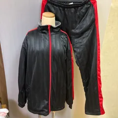 裏起毛　ブラック/レッド ストライプジャージ 上下セット