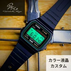 🌟新品未使用🌟 CASIO チプカシ F-91W-3JH　『グリーン液晶』カスタム