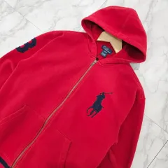 ポロラルフローレン ビックポニー レッド フーディジップアップ