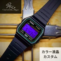 🌟新品未使用🌟 CASIO チプカシ F-91W-3JH　『パープル液晶』カスタム