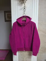 0104) UNIQLO ピンク フリース ジップアップパーカー