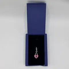 6155　SWAROVSKI　スワロフスキー　 チャーム　ペンダントトップ　ハート　 錠　ローズクリスタル　ピンク系　 シルバー　ピンクハートロックチャーム Pink Heart Lock チャーム　パヴェ　 箱付き　レディース