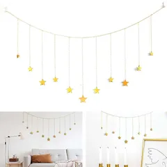 PAVIKEスター ガーランド【120*21cm】木製の星の壁の装飾 星飾り立体 インテリア壁掛け背景、部屋装飾、工芸装飾品、卒業、結婚式、誕生日、赤ちゃん洗礼祭パーティー、開斎節装飾などに適している 1