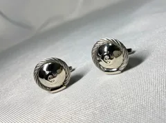 美品 PHILIPPE CHARRIOL フィリップシャリオール Cロゴ ワイヤーデザイン ケーブル ラージサイズ オーバルカフス カフリンクス ボタン