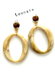 3963チェコビーズピアス 大ぶりピアス 樹脂ピアス