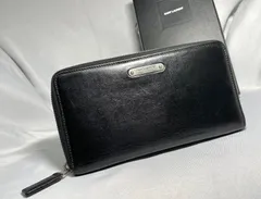 Saint Laurent Paris サンローランパリ ロゴプレート ブラックレザー ジップアラウンド長財布 黒 ウォレット コインケース 小銭入れのサムネイル