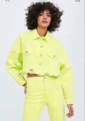 ザラ 蛍光 クロップドデニムジャケット