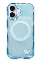 iFace スマホケース iPhone 17 対応 BeBling 2 MagSynq (ブルー) MagSafe対応 【 耐衝撃 透明 シルバー ストラップホール付き 縁高 ウルウル キラキラ 】