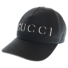GUCCI (グッチ) ジャガードニットロゴベースボールキャップ ブラック