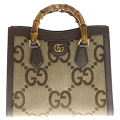 GUCCI (グッチ) Diana JumboGG Bamboo Bag ダイアナ バンブー レザーハンドバッグ トートバッグ ショルダーバッグ ブラウン 660195 493075