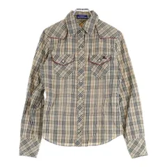 BURBERRY BLUE LABEL (バーバリーブルーレーベル) 刺繍 チェック 長袖シャツ ベージュ レディース FE575-536-43