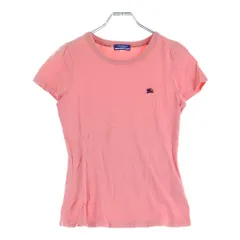 BURBERRY BLUE LABEL (バーバリーブルーレーベル) 刺繍 クルーネック 半袖Tシャツ ピンク レディース FA503-130-14