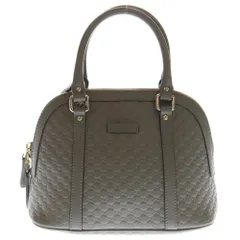 GUCCI (グッチ) マイクロ グッチシマ 2wayハンドバッグ ショルダーバッグ グレー レザー 449654 ゴールド金具