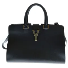 YVES SAINT LAURENT (イヴサンローラン) Yフラップ 2Way レザー ハンド ショルダーバッグ ブラック FLY370697