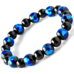 天然石 パワーストーン ブレスレット ホタルガラス オニキス メンズ レディース アクセサリー 内径 約19.5cm