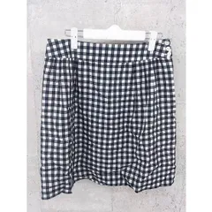 ◇ green label relaxing UNITED ARROWS サイドジップ ギンガムチェック 膝丈 台形 スカート 40 ブラック ホワイト レディース  【中古】 【1002796716898】